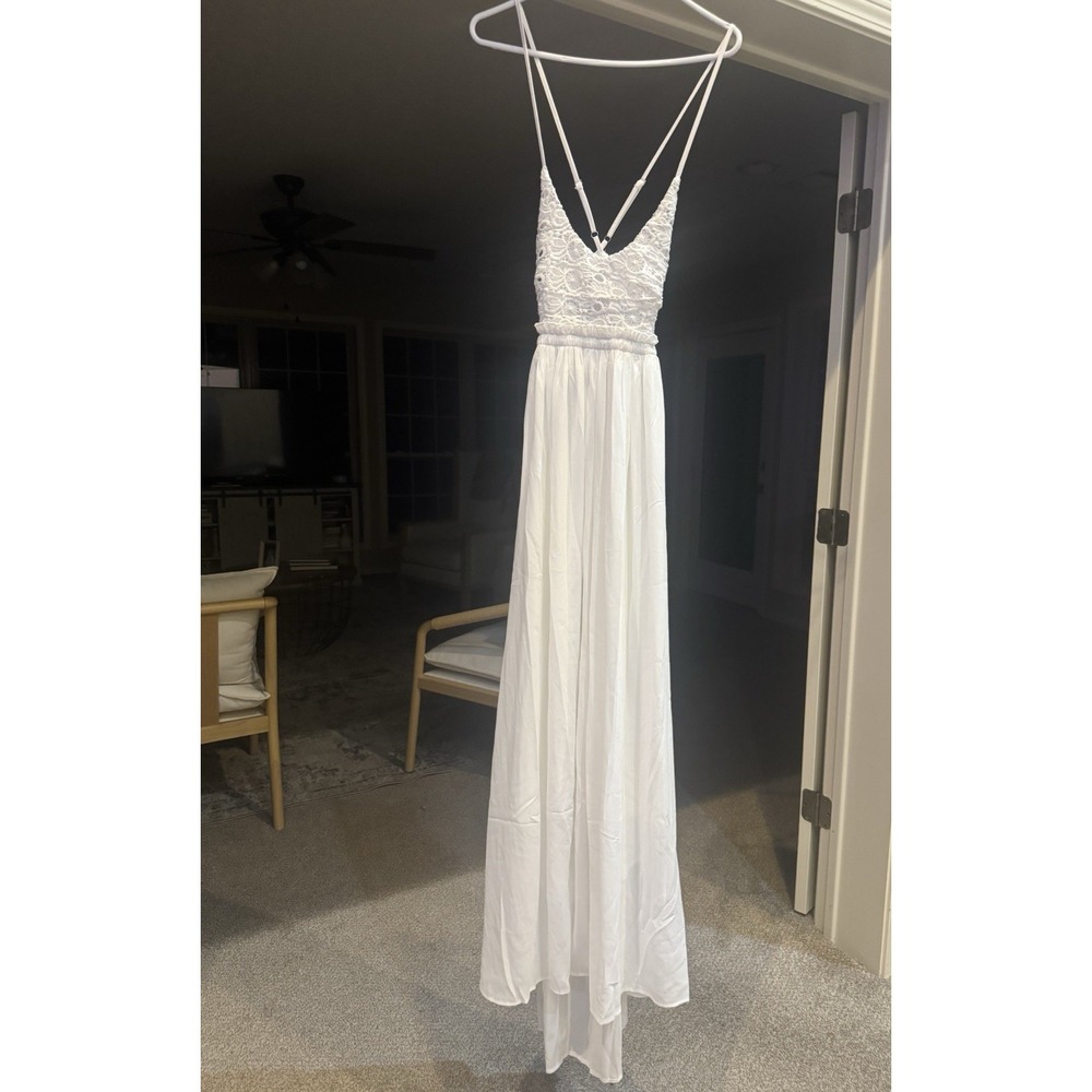 Large Ladmous Women's V Neck Lace Wedding Dress Sleeveless Bridesmaid Backless